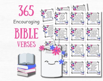 365 Bible Verse Cards Scripture Gifts Bible Study Christian Stickers Printable Quotes Cards Bible Journaling Daily Verse Cards Bible Quotes