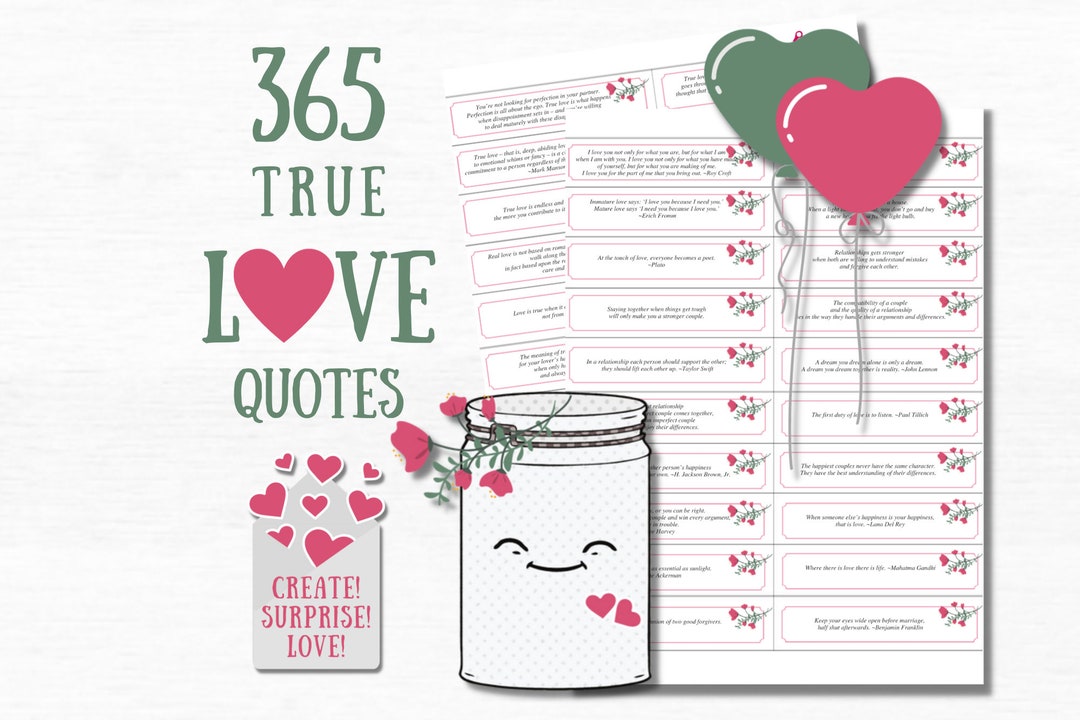 365 Inspirational Quotes Love Jar Notes Printable Quotes Cards DIY