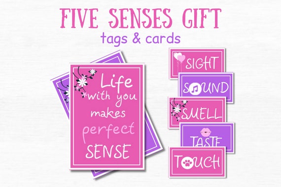 5 Senses Gift Tags Romantic Gifts for Her Care Package for Her 1st  Anniversary Gift for Wife Life With You Makes Perfect SENSE Love Cards 