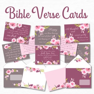 Tarjetas de versículos bíblicos Juego de papelería imprimible Tarjetas y sobres de acuarela rosa Citas bíblicas Lindo juego de papelería Tarjetas JW Kit de escritura de cartas