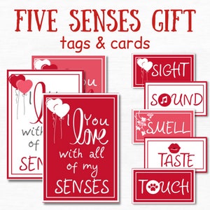 5 Senses-cadeaukaartjes 1-jarig jubileum Cadeaus voor vriend Verzorgingspakket voor hem Romantische cadeaus voor hem Ik hou van je met al mijn zintuigen