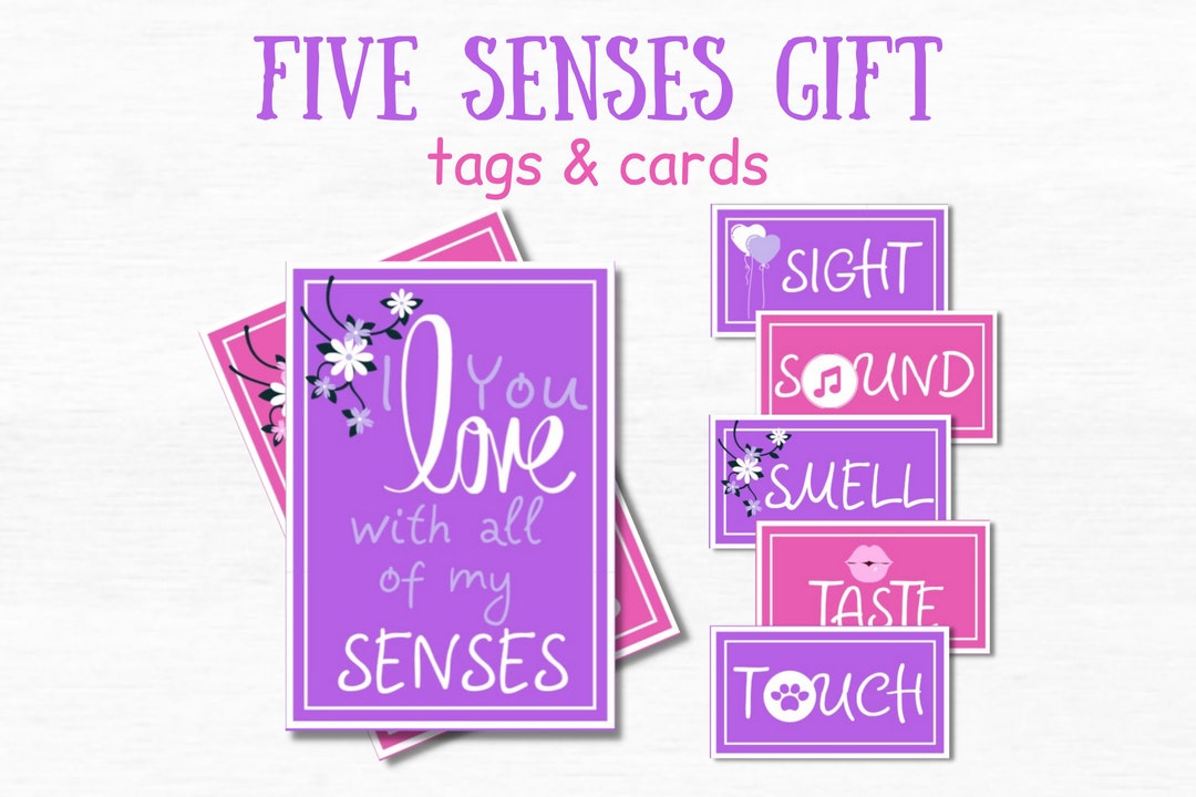 5 Senses Gift Tags Printable Labels One Year Anniversary Gifts for ...