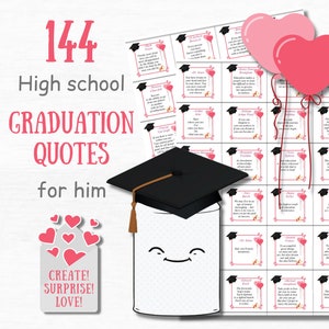 High School Graduation Gift for Him Printable Quotes Cards Memory Jar for Graduation Gift for Best Friend Inspirational Graduation Card Set