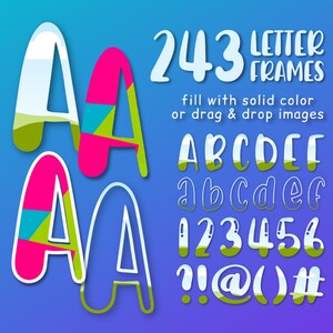Doodle Letters Canva Frames Fonte de bolha manuscrita Modelo Canva editável Doodle Alphabet Letras preenchíveis Molduras personalizadas