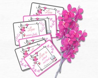 1 Corintios 13 Tarjetas de versículos bíblicos Citas de amor Regalos de las Escrituras DIY Citas bíblicas Regalos de compromiso de JW para parejas Tarjetas de citas imprimibles