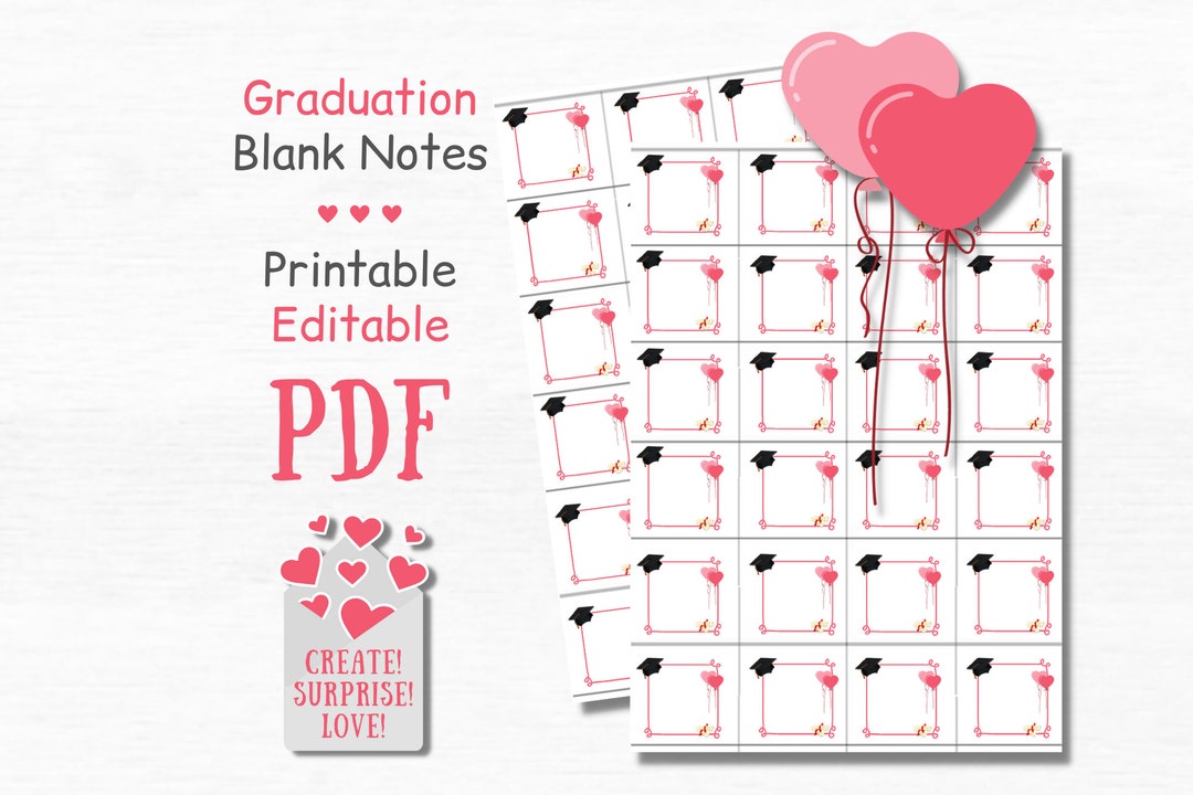 Graduation Blank Cards Editable Message Cards DIY Memory Box ...