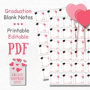 Graduation Blank Cards Editable Message Cards DIY Memory Box Personalized Notes Template Memory Jar for Graduation Cards Words of Wisdom