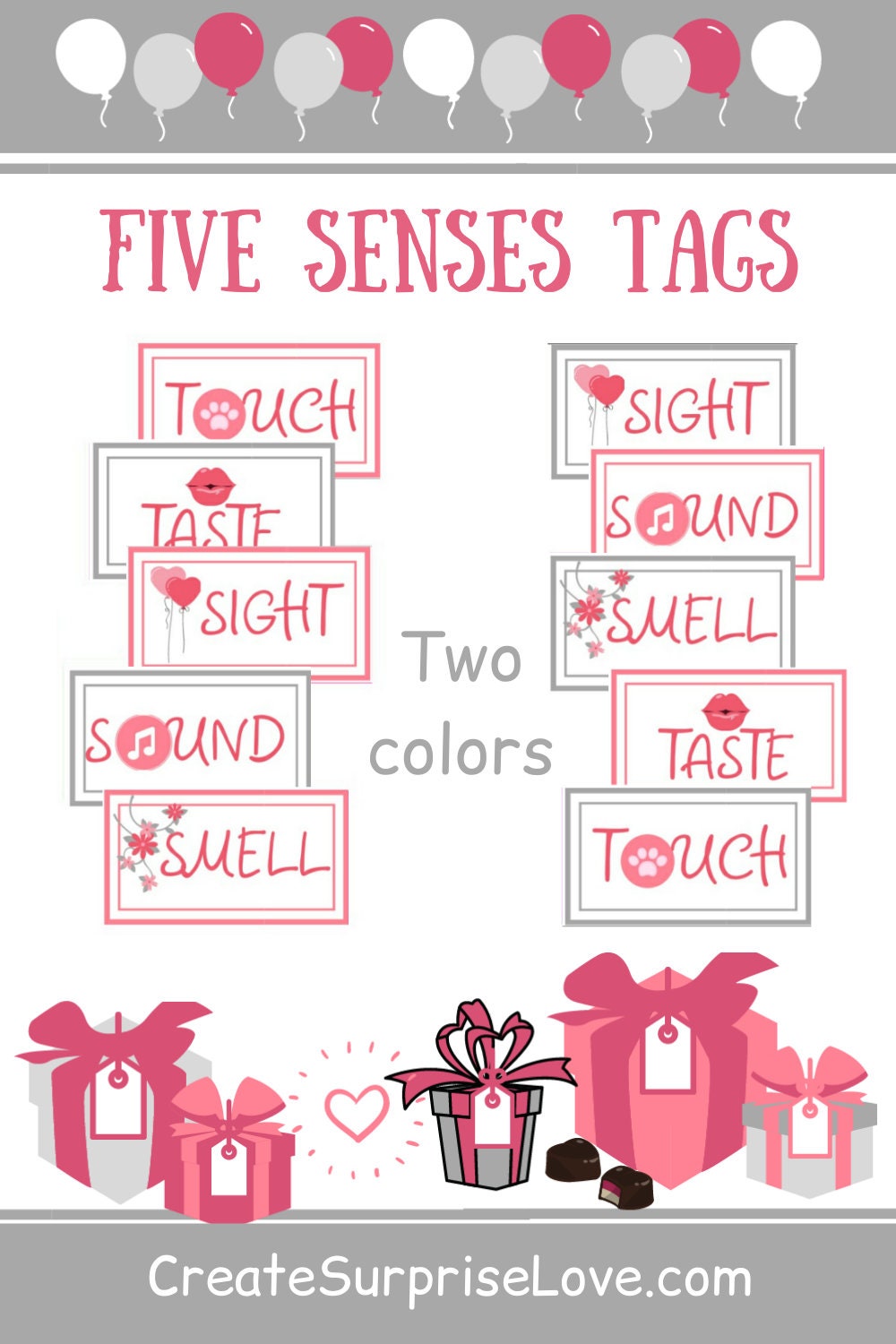 5 Senses Gift Printables Free