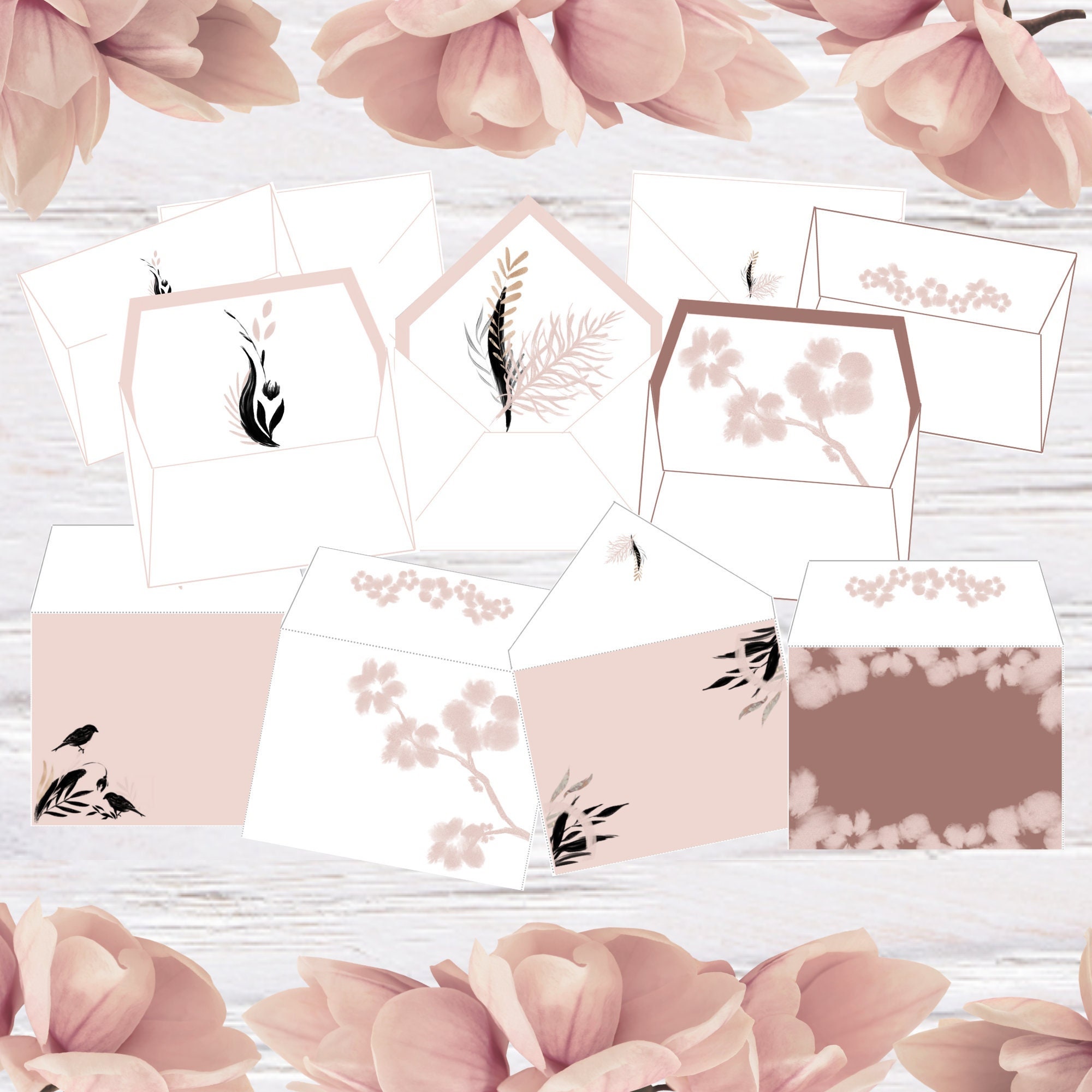 envelope template printable stationery set cute lined etsy