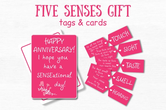 5 Senses Gift Tags Printable Labels 1st Anniversary Gift for