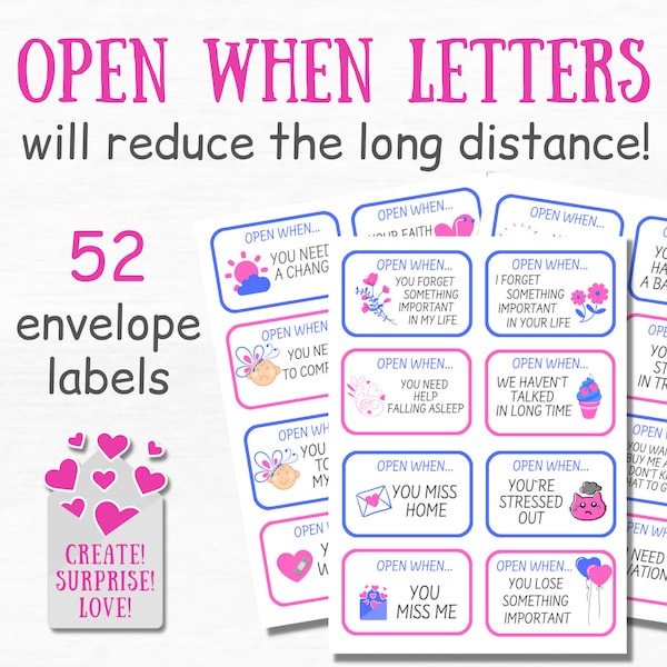 Open When Letters Long Distance Friendship Gift Thinking of You Care Package Friend Moving Away Gift Long Distance Best Friend Gift