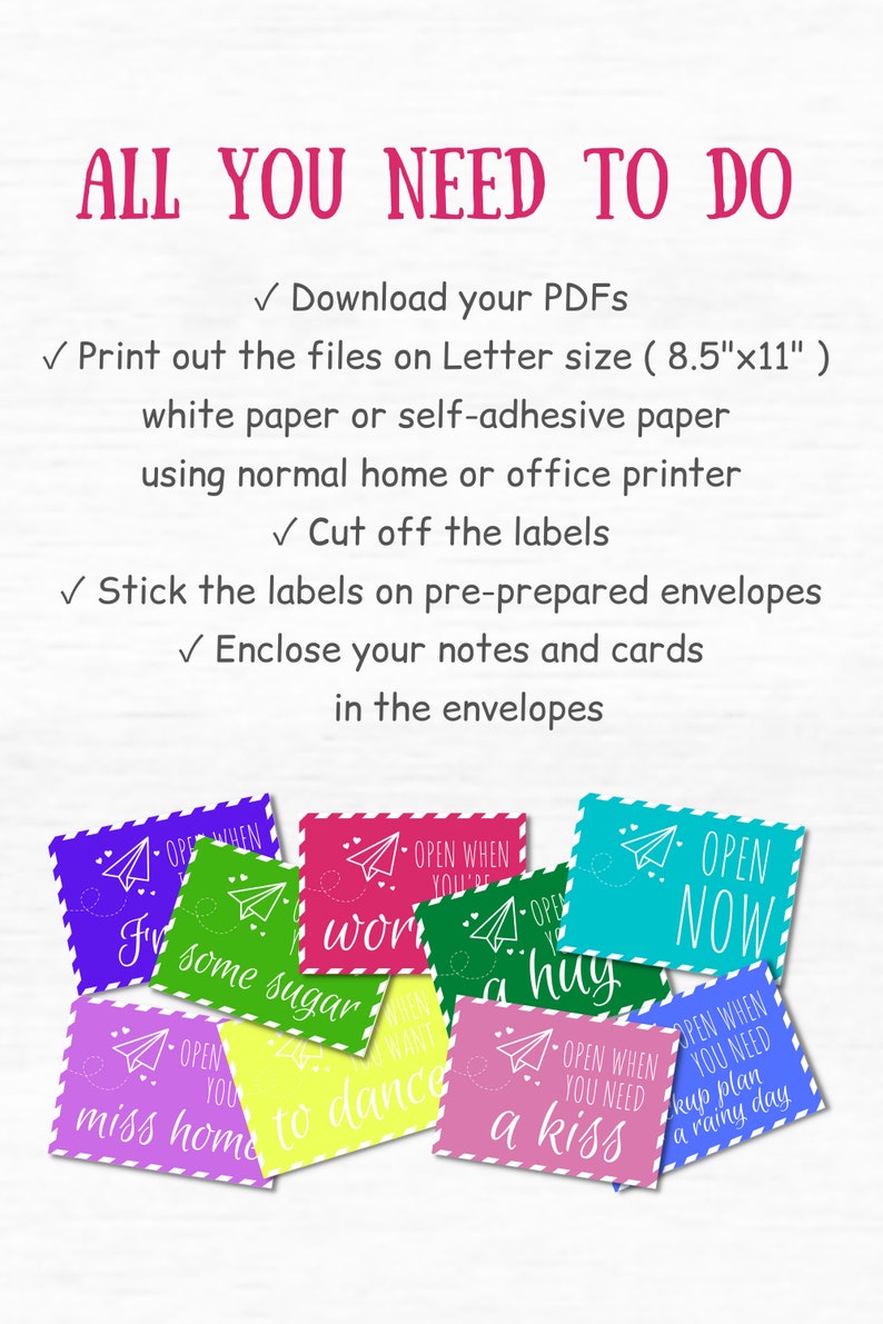 Open When Letters Printable Labels DIY Kit Long Distance Relationship ...