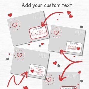 Open When Letters Printable Labels Long Distance Relationship Gift for Girlfriend Thinking of ...