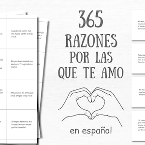 365 Reasons Why I Love You Jar Notes in Spanish Sentimental 1 Year Anniversary Gift For Boyfriend Husband Minimalist Romantic Gifts For Him