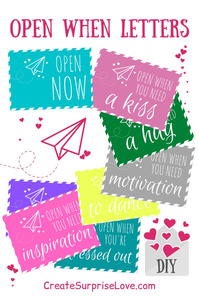 Open When Letters Printable Labels DIY Kit Long Distance | Etsy