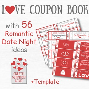 Cupones de amor imprimibles para él Regalo de primer aniversario para esposo Libro de cupones editable Regalos románticos para él Libro de cupones personalizado para él