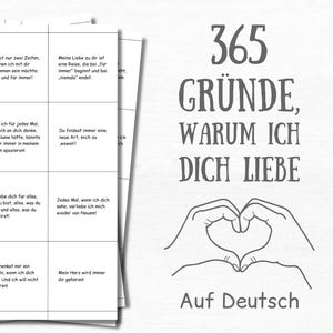 365 Gründe, warum ich dich liebe Glas Notizen in deutscher Sprache Sentimentales 1 Jahr Jahrestag Geschenk für Freund Ehemann Minimalistische Romantische Geschenke für Ihn