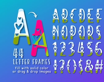 Serca Doodle Litery Ramki Canva Miłość Doodle Czcionka Edytowalny Szablon Canva Wypełnialne Litery Niestandardowe Ramki Romantyczny Alfabet Doodle