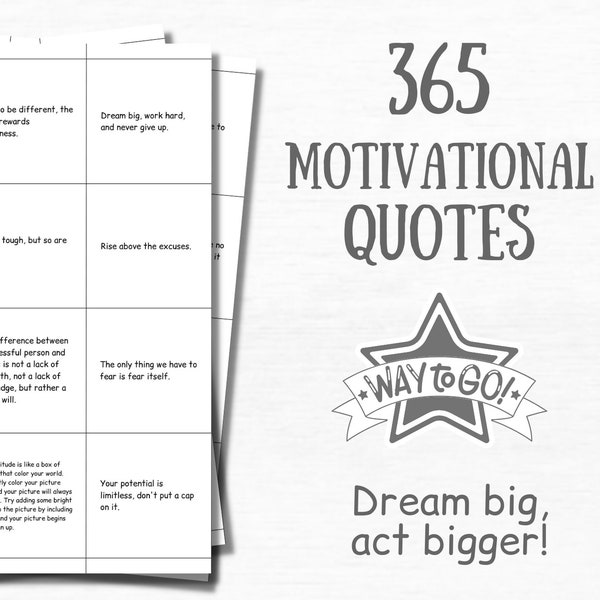 365 Printable Motivational Quotes Daily Inspirational Quotes DIY Encouragement Gift Jar Minimalist Positive Quotes Motivation Cards for Men
