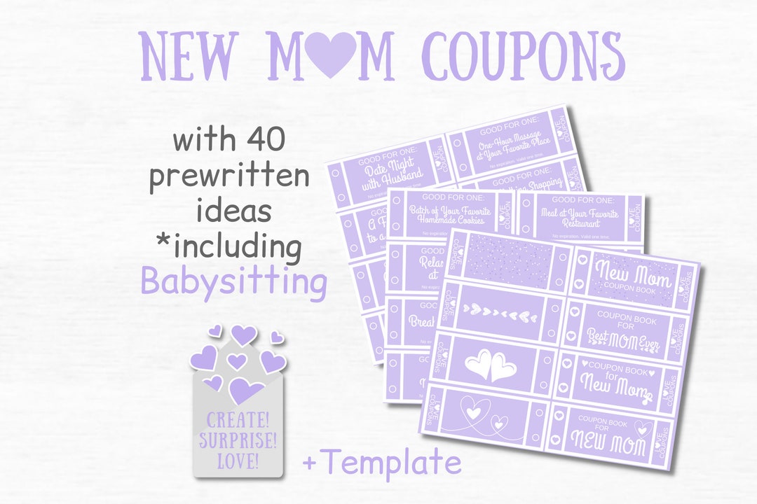 New Mom Gift Coupon Book DIY New Mom Care Package First Time Mommy Gift ...