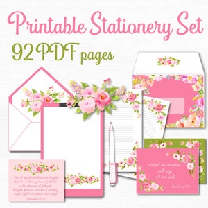 Druckbares Briefpapier Set JW Brief Schreibset mit Bibel Vers Karten und Umschlägen Rose Aquarell Briefpapier Süßes Briefpapier Set