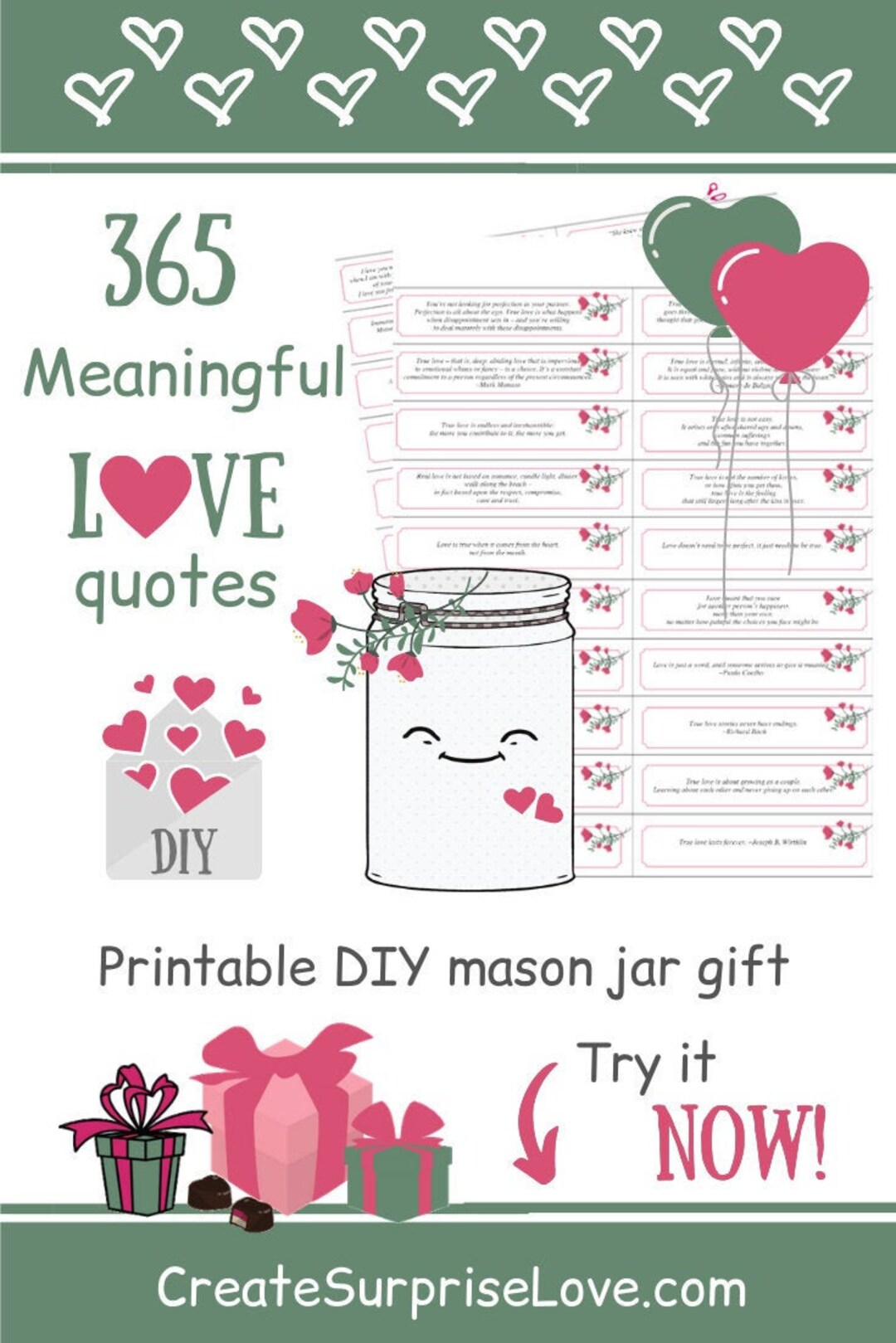 365 Inspirational Quotes Love Jar Notes Printable Quotes Cards - Etsy