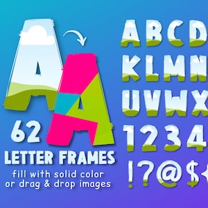 Marcos de Canva con letras doodle, fuente doodle manuscrita, marcos personalizados, fuente infantil, plantilla editable de Canva, alfabeto doodle, letras rellenables