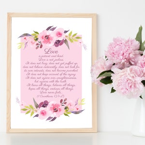 1 Corintios 13 Arte de pared con versículos bíblicos Regalos de boda para parejas Arte de pared con versículos bíblicos Letrero de amor Regalos de aniversario de los Testigos de Jehová para parejas Regalos de las Escrituras