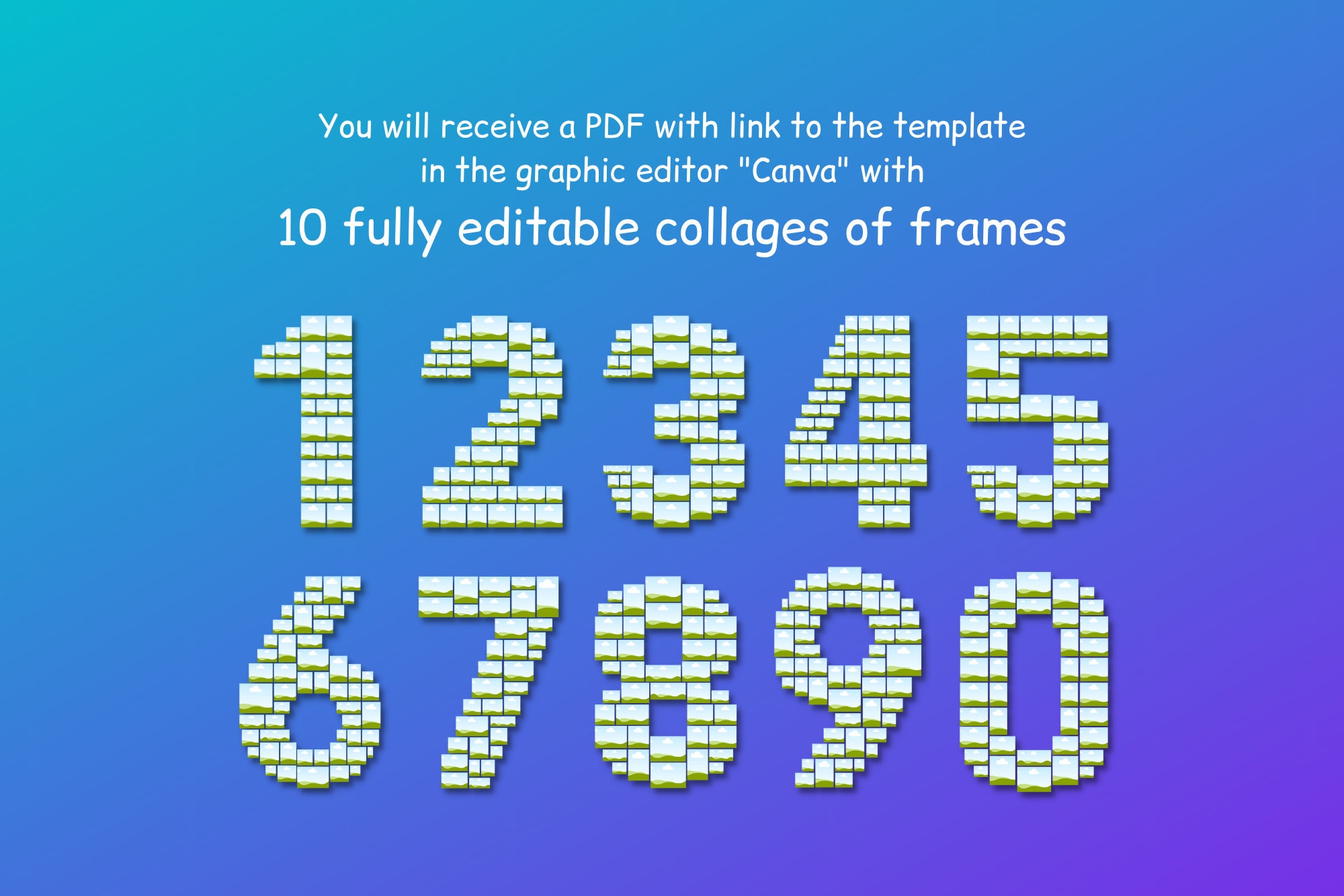 Number Photo Collage Template Custom Canva Frames Family Photo Collage ...