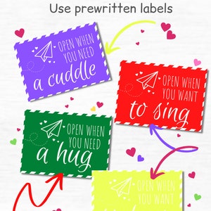 Open When Letters Printable Labels DIY Kit Long Distance Relationship ...