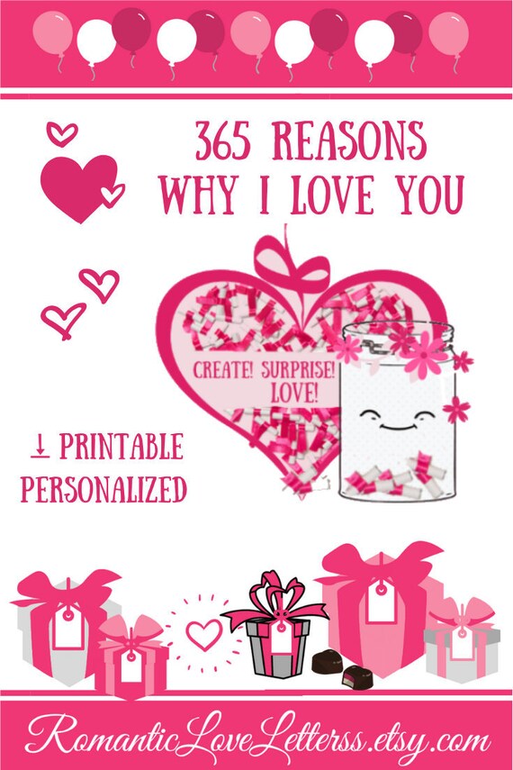 PRINTABLE 52 Reasons Why I Love You Romantic Love Messages For Him Love Notes DIY Kit Long Distance Relationship Gifts For Boyfriend