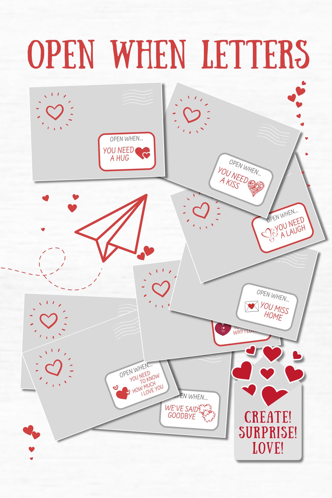 Open When Letters Printable Labels Long Distance Relationship Gift for Girlfriend Thinking of ...