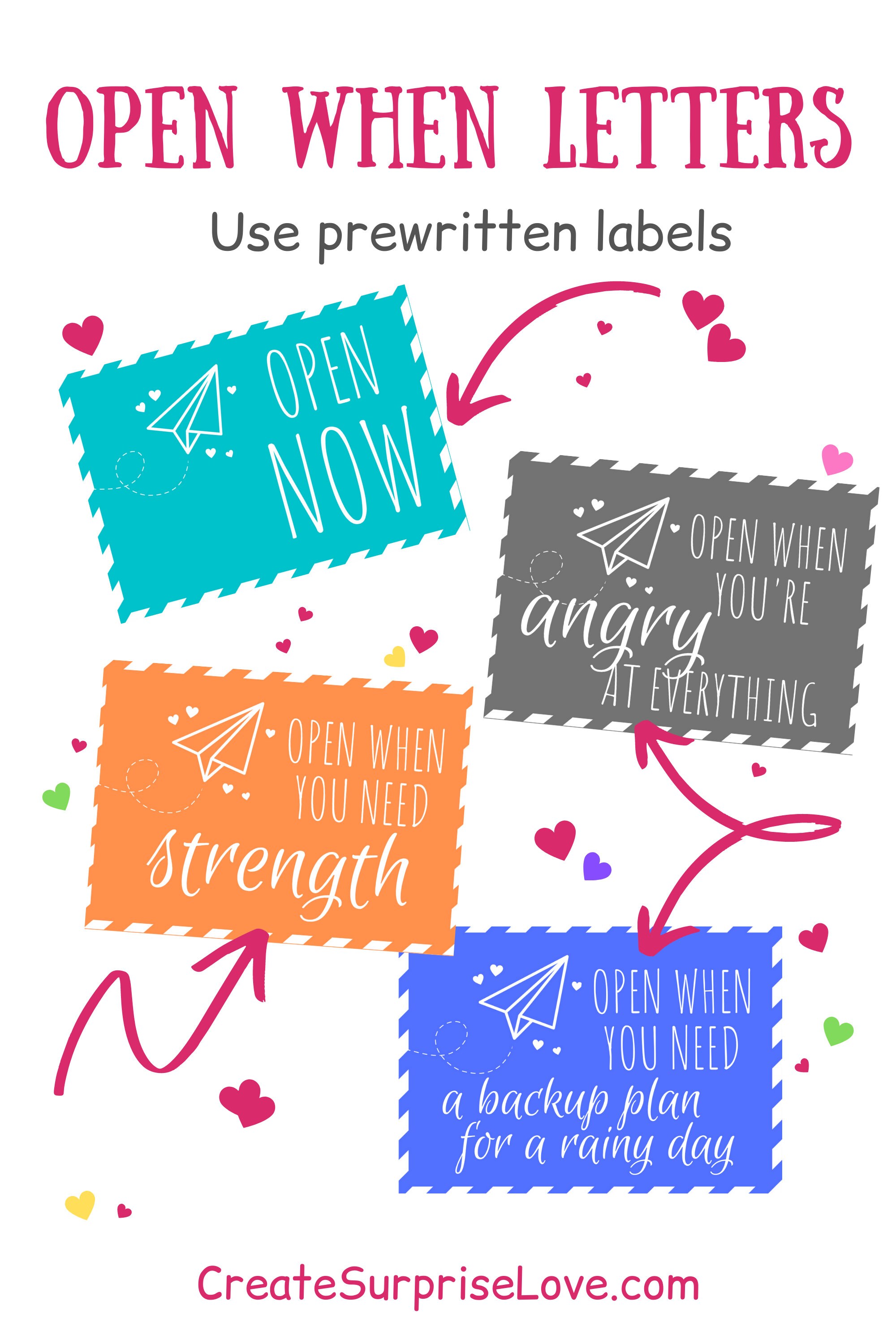 Open When Letters Printable Labels DIY Kit Long Distance Etsy