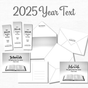 Psaume 96, 2025 ans, 8 articles de papeterie imprimables Kit d'écriture de lettres JW avec versets bibliques Cartes Enveloppes Cartes postales Marque-pages Papier