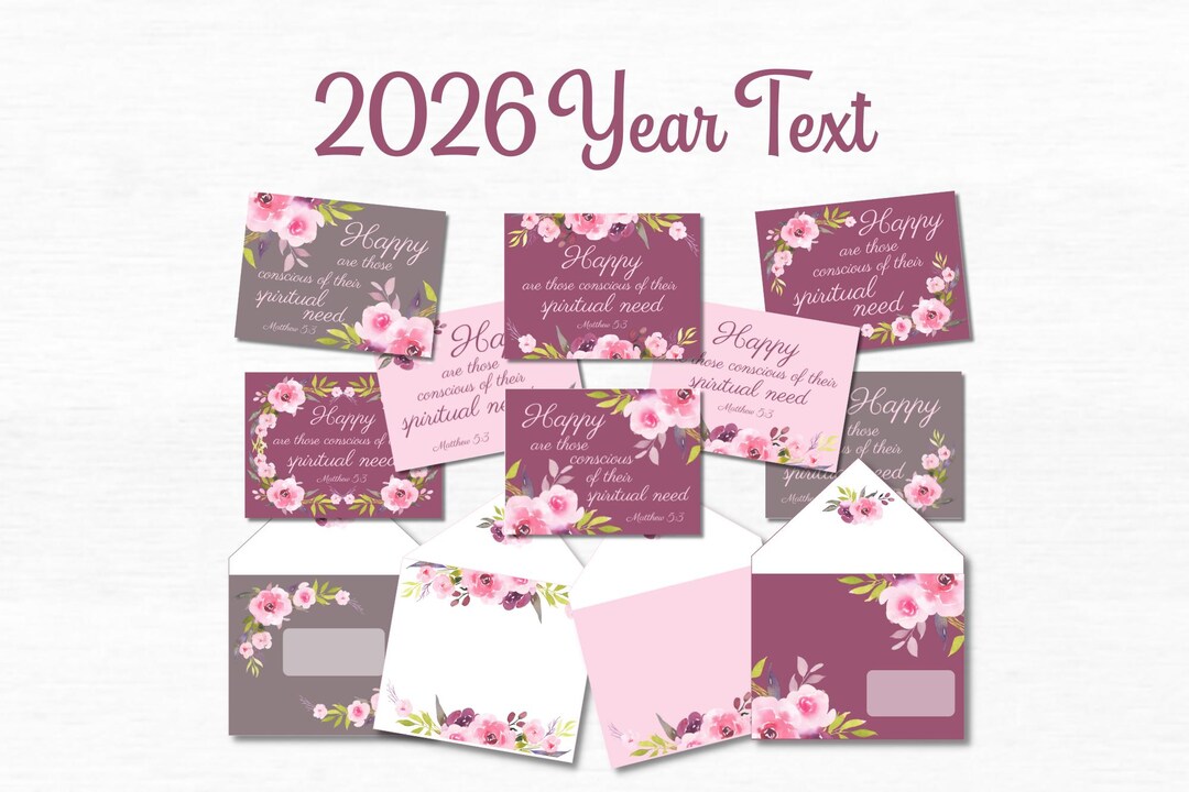2026 Year Text JW Bible Verse Cards and Envelopes Matthew 5 3 - Etsy