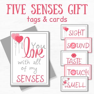 5 Senses Gift Tags One Year Anniversary Gifts for Boyfriend Care Package  for Him Romantic Gifts for Him I Love You With All of My Senses 