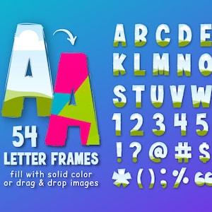 Marcos de Canva con letras dibujadas a mano Fuente dibujada a mano Plantilla editable de Canva Alfabeto dibujado Letras rellenables Marcos personalizados