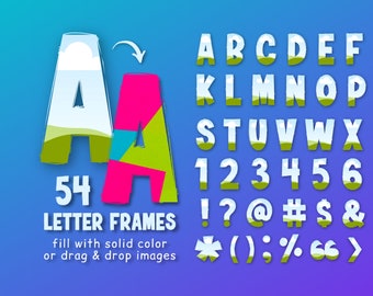 Doodle Letters Canva Frames Handwritten Doodle Font Editable Canva Template Doodle Alphabet Fillable Letters Custom Frames