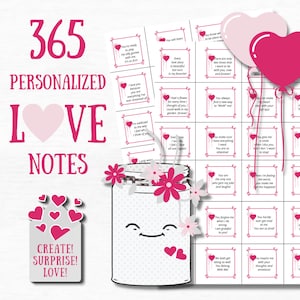 Sentimental Anniversary Gift for Girlfriend 365 Reasons Why I Love You Printable Notes Romantic Gifts for Her 1st Anniversary Gift for Wife