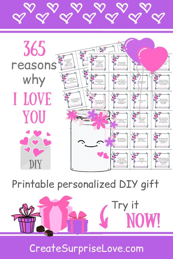 Personalized Gift For Women 365 Reasons I Love You Jar Love Etsy