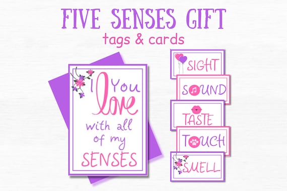 5 Senses Gift Tags Printable Labels 1st Anniversary Gift for Husband Care  Package for Him I Love You With All of My Senses Love Cards 