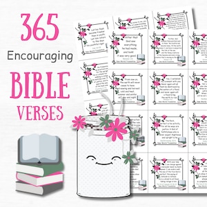 365 Bible Verse Scripture Cards Bible Study Christian Stickers Bible Journaling Daily Verse Cards Printable Quotes Cards Bible Quotes