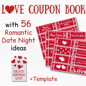 Afdrukbare liefdesbonnen voor hem 1e verjaardagscadeau voor man Aangepaste couponboek voor hem Bewerkbare couponboek romantische cadeaus voor hem