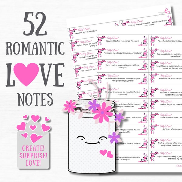 Romantic Gifts For Her 52 Reasons Why I Love You Jar Love Notes DIY 1st Anniversary Gift For Wife 1 Year Anniversary Gift For Girlfriend