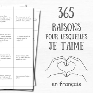 365 Gründe, warum ich dich liebe Glas Notizen auf Französisch Sentimental 1 Jahr Jahrestag Geschenk für Freund Ehemann Minimalistische Romantische Geschenke für Ihn