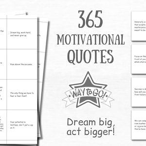 365 Printable Motivational Quotes Daily Inspirational Quotes DIY Encouragement Gift Jar Minimalist Positive Quotes Motivation Cards for Men