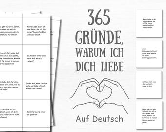 365 Gründe, warum ich dich liebe Glas Notizen in deutscher Sprache Sentimentales 1 Jahr Jahrestag Geschenk für Freund Ehemann Minimalistische Romantische Geschenke für Ihn