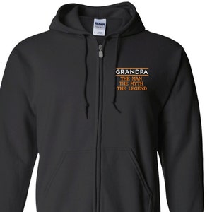 Grandpa The Man The Myth The Legend Zip Up Hooded Sweatshirt, Gift for Him, GrandfatherFullzip Hoodie