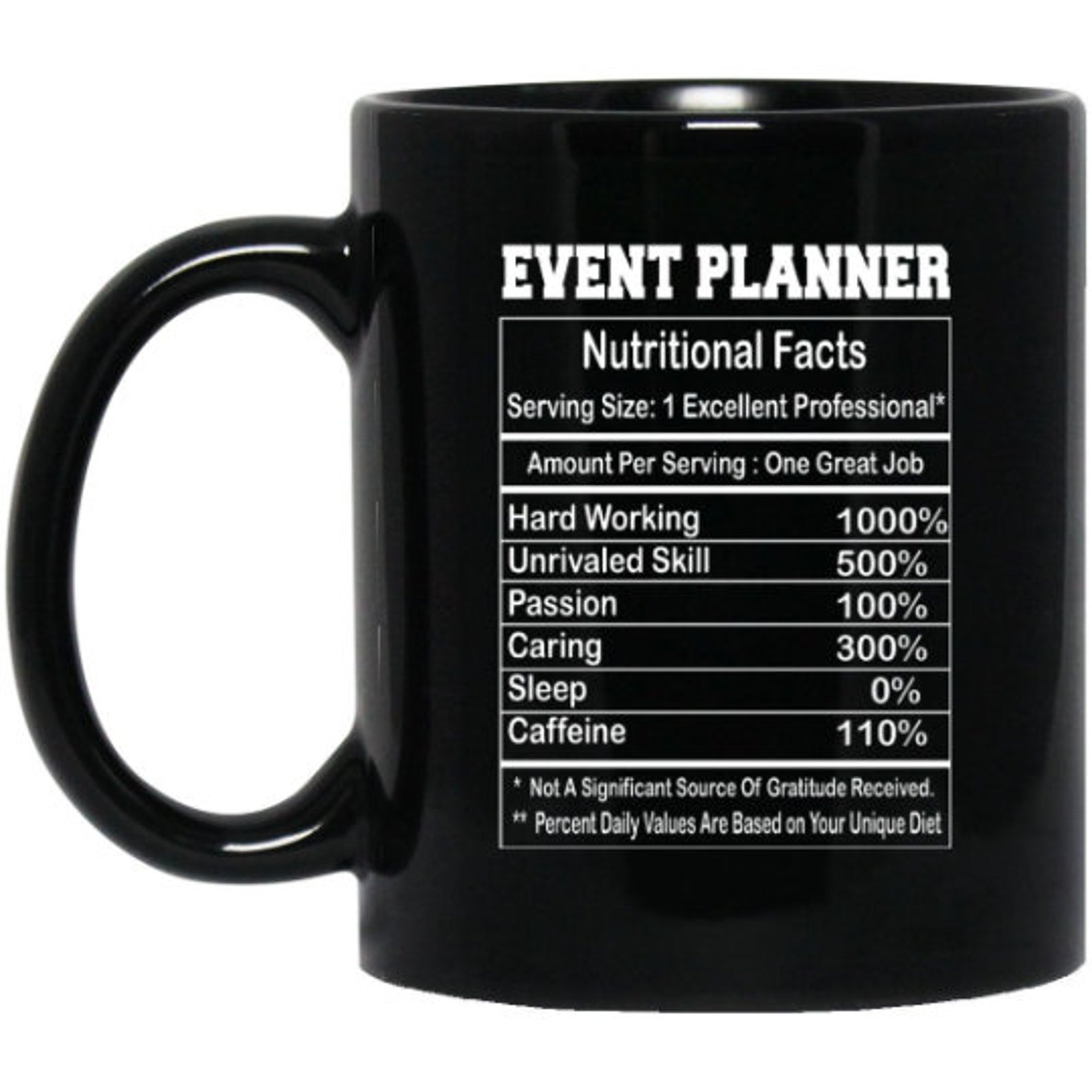 Funny Event Planner Nutrition Facts Black Coffee Mug Etsy
