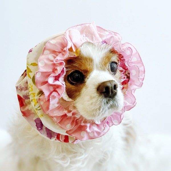 French Gardens Ruffle Dog Snood, Cotton Pet Snood,  Cavalier King Charles Snood, Cocker Snood, Spaniel Snood